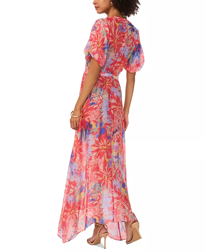 Vince Camuto Women's Floral-Print Puff Sleeve Maxi Dress Women's Fashion Shoes & Accessories