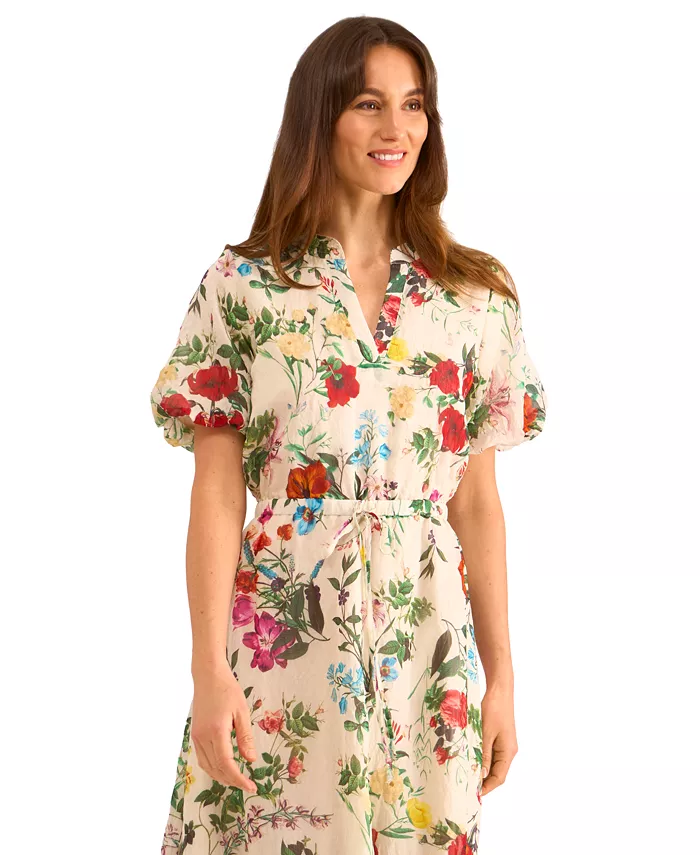 Vince Camuto Women's Floral-Print Puff-Sleeve Maxi Dress Women's Fashion Shoes & Accessories