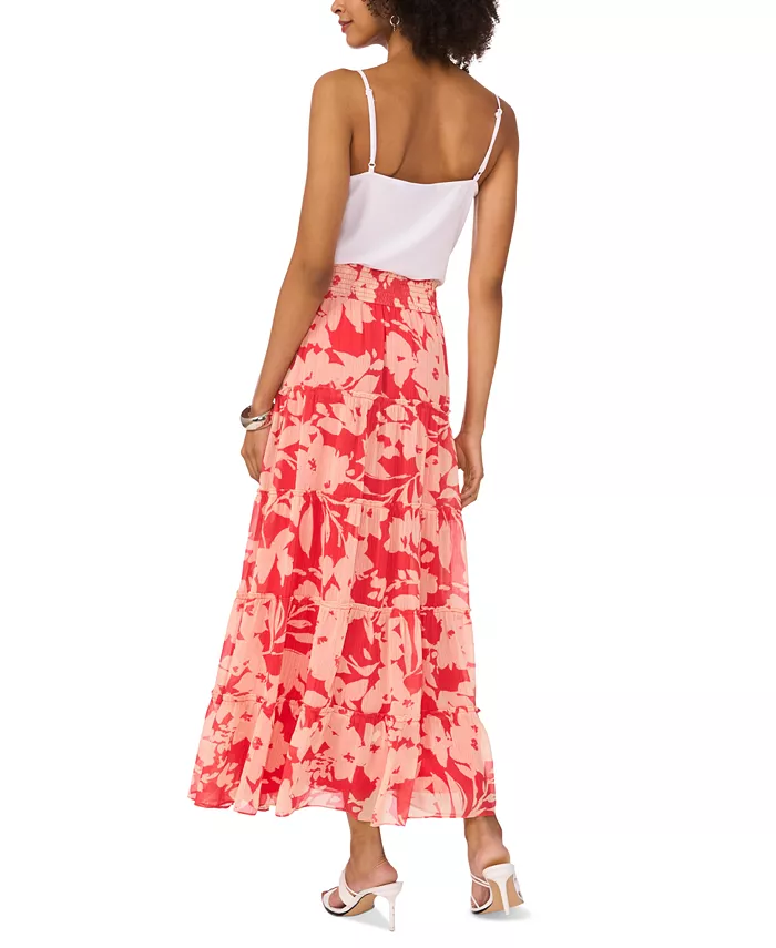 Vince Camuto Women's Floral-Print Tiered Maxi Skirt Women's Fashion Shoes & Accessories
