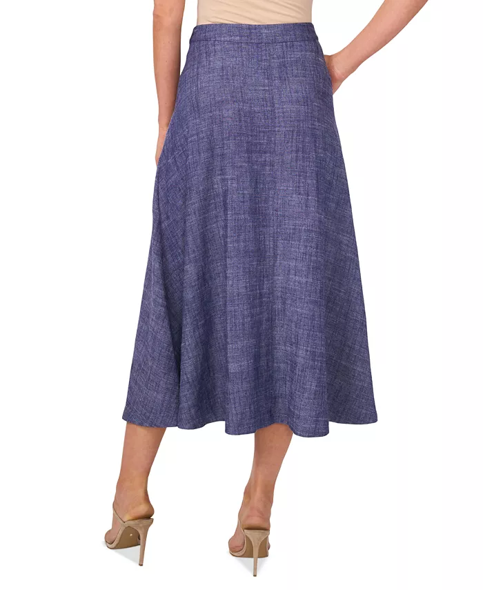 Vince Camuto Women's Linen-Blend Chambray Midi Skirt Women's Fashion Shoes & Accessories