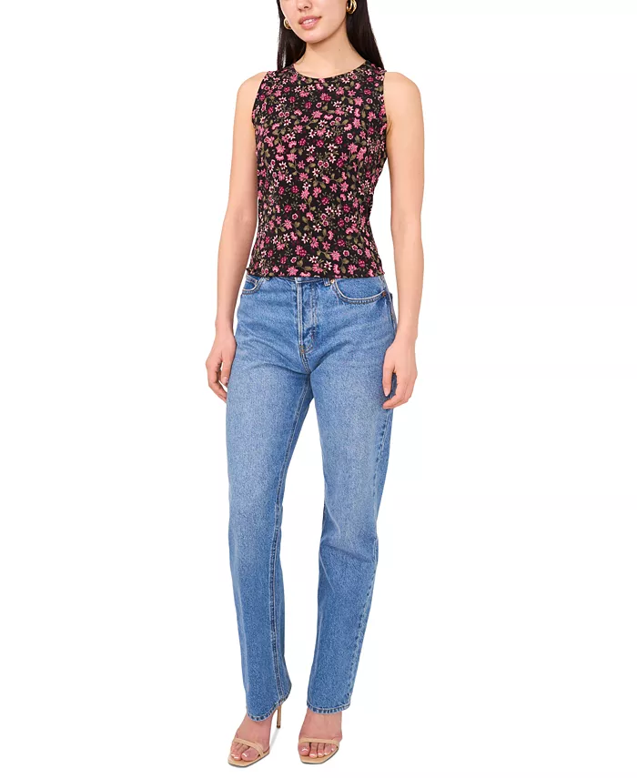 Vince Camuto Women's Printed Keyhole-Back Tank Top Women's Fashion Shoes & Accessories