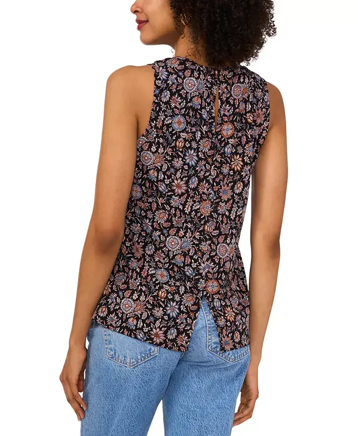 Vince Camuto Women's Printed Keyhole Tank Top Women's Fashion Shoes & Accessories
