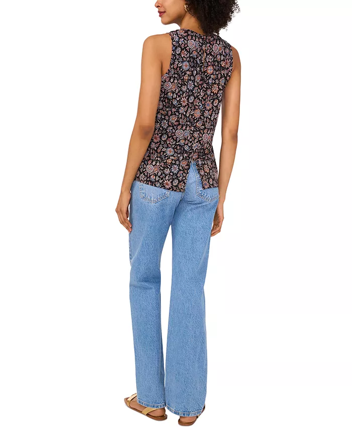 Vince Camuto Women's Printed Keyhole Tank Top Women's Fashion Shoes & Accessories