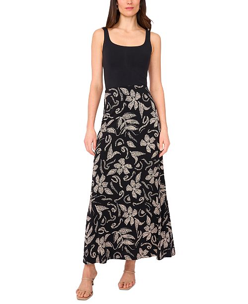 Vince Camuto Women's Printed Pull-On Maxi Skirt Women's Fashion Shoes & Accessories