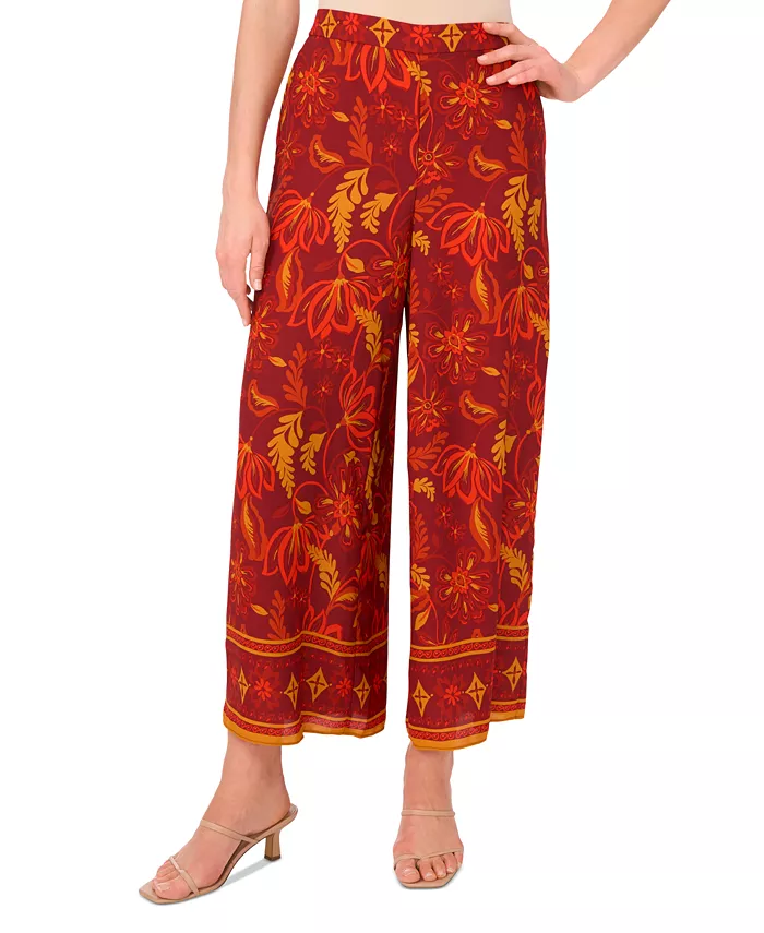 Vince Camuto Women's Printed Pull-On Wide-Leg Pants Women's Fashion Shoes & Accessories