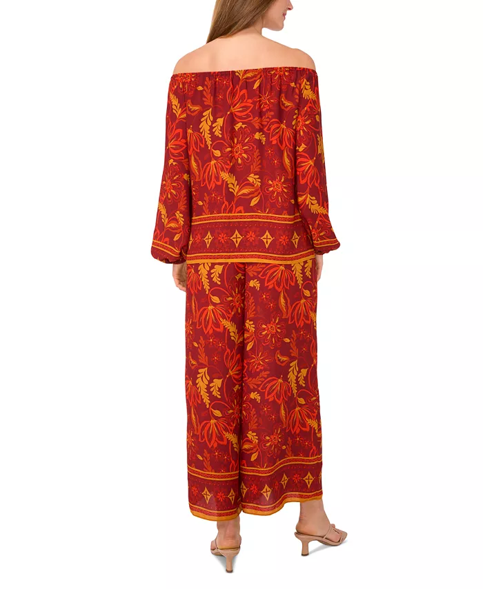 Vince Camuto Women's Printed Pull-On Wide-Leg Pants Women's Fashion Shoes & Accessories