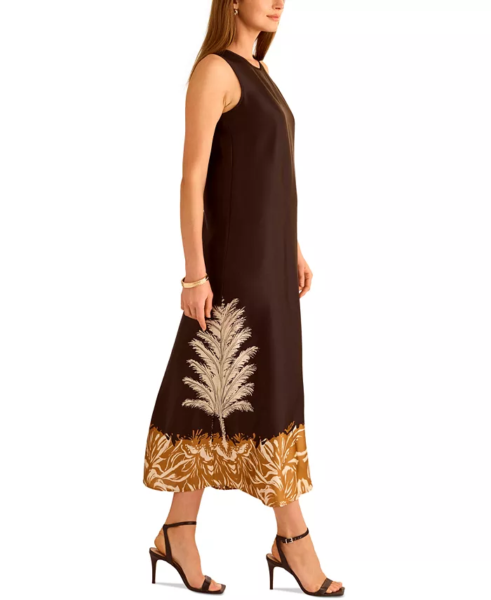 Vince Camuto Women's Sleeveless Back-Slit A-Line Dress Women's Fashion Shoes & Accessories