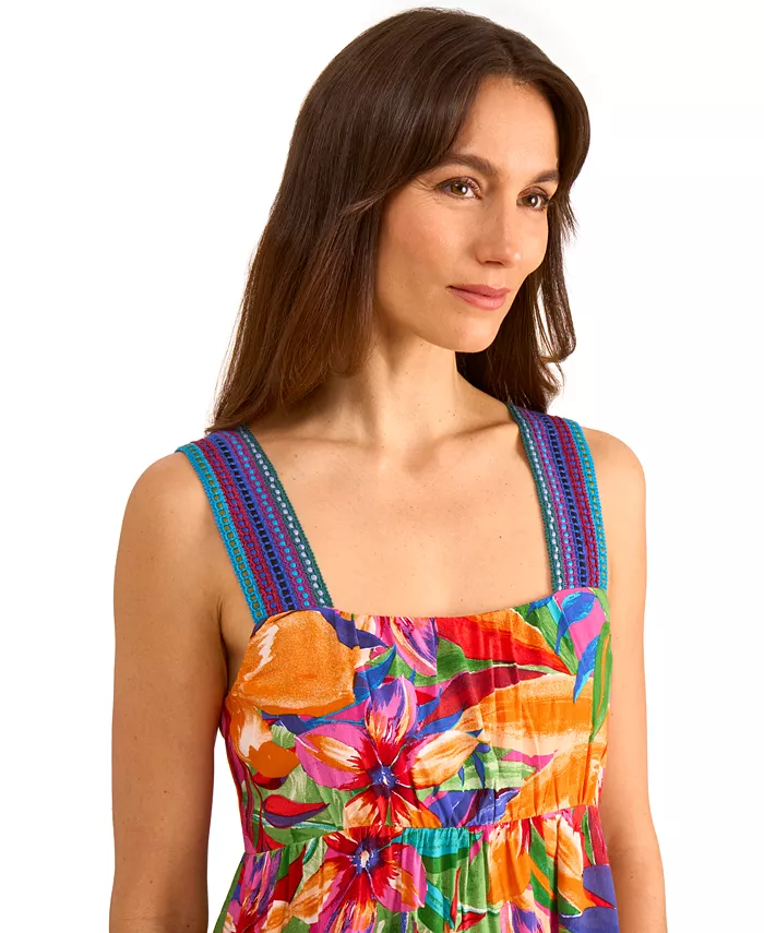 Vince Camuto Women's Sleeveless Tiered Floral Mini Dress Women's Fashion Shoes & Accessories