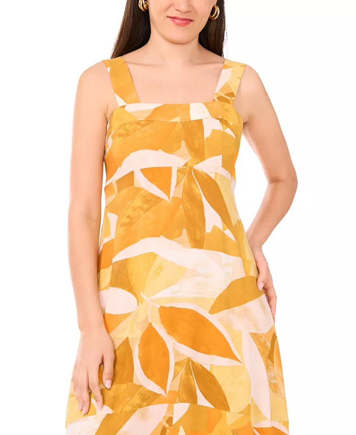 Vince Camuto Women's Square-Neck Smocked-Back Sleeveless Maxi Dress Women's Fashion Shoes & Accessories