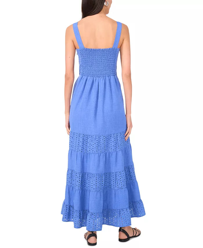 Vince Camuto Women's Tiered Eyelet Maxi Dress Women's Fashion Shoes & Accessories