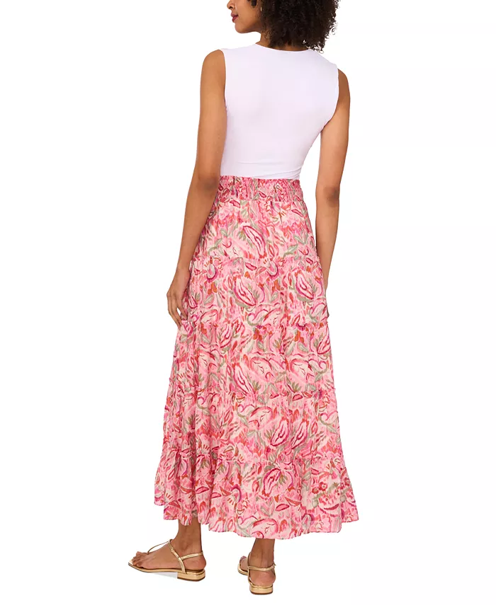 Vince Camuto Women's Tiered Smocked-Waist Maxi Skirt Women's Fashion Shoes & Accessories