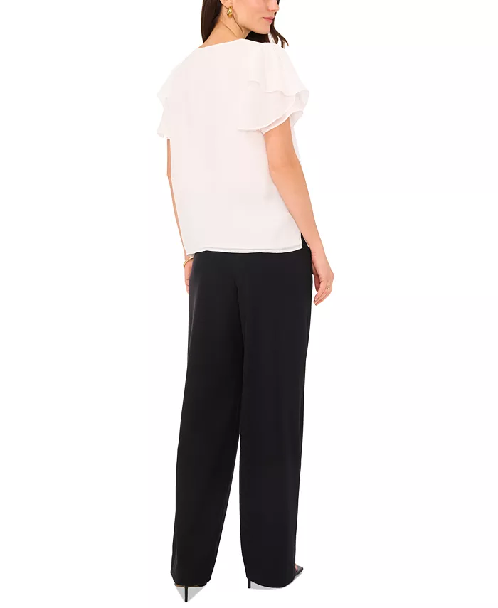 Vince Camuto Women's V-neck Tulip Sleeve Blouse Women's Fashion Shoes & Accessories