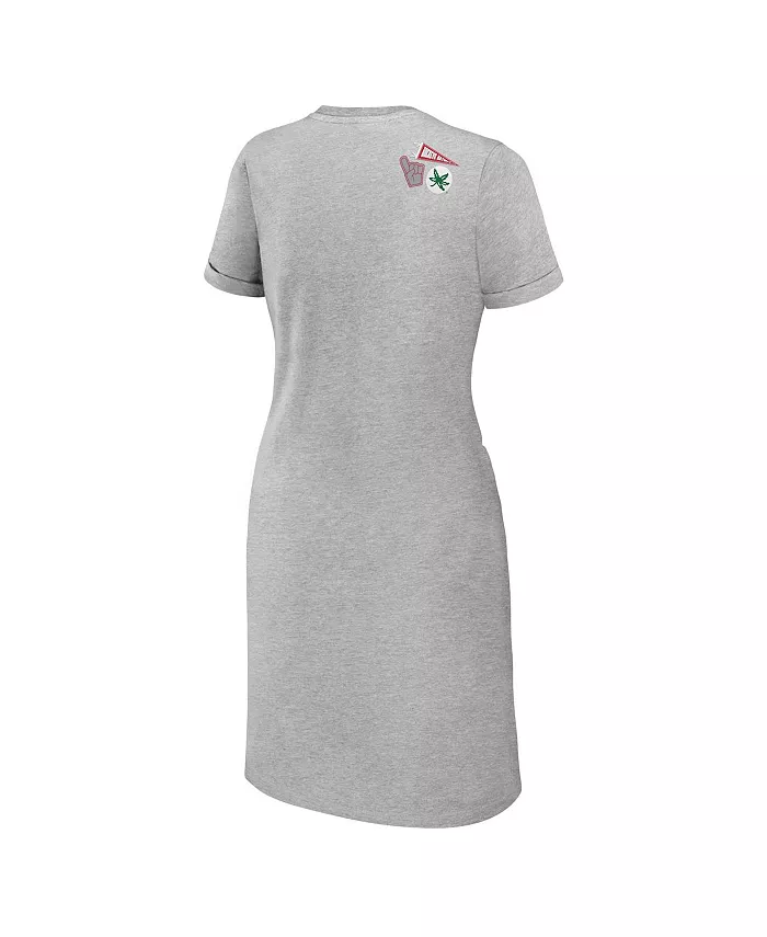 WEAR By Erin Andrews Women's Heather Gray Ohio State Buckeyes Knotted T-shirt Dress Sports Fan Shop