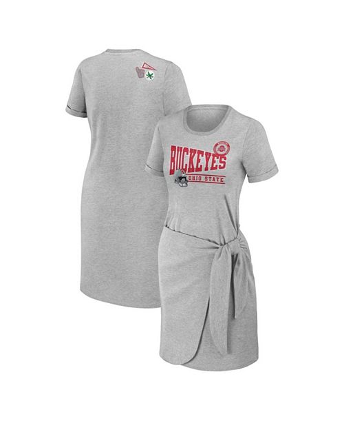 WEAR by Erin Andrews Women's Heather Gray Ohio State Buckeyes Knotted T-shirt Dress Sports Fan Shop WEAR by Erin Andrews Women's Heather Gray Ohio State Buckeyes Knotted T-shirt Dress Sports Fan Shop
