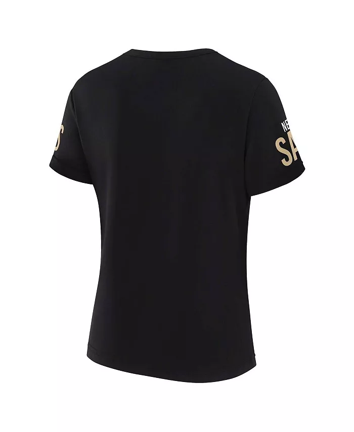 WEAR By Erin Andrews X Gracie Hunt Women's Black New Orleans Saints Draft Me Lace-Up T-Shirt Sports Fan Shop