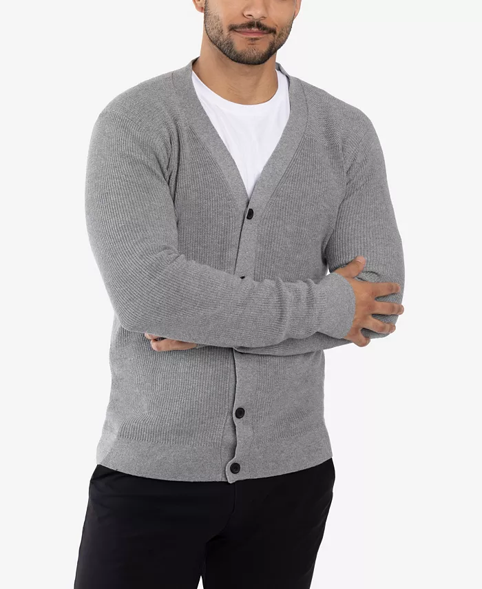 X-Ray Men's Basic Ribbed Cardigan Men's Fashion & Accessories