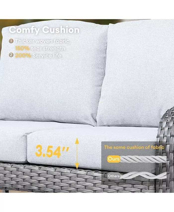 Xizzi 5-Piece Outdoor Wicker Patio Furniture Set Double Resistance Rattan Rocking Chair And Coffee Table Conversation Set For Balcony Backyard And Deck With Soft Cushions And Metal Table All Outdoor & Patio