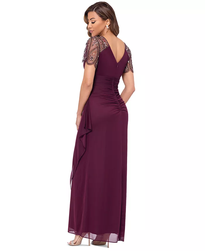 XSCAPE Beaded-Sleeve Gown Women's Fashion Shoes & Accessories