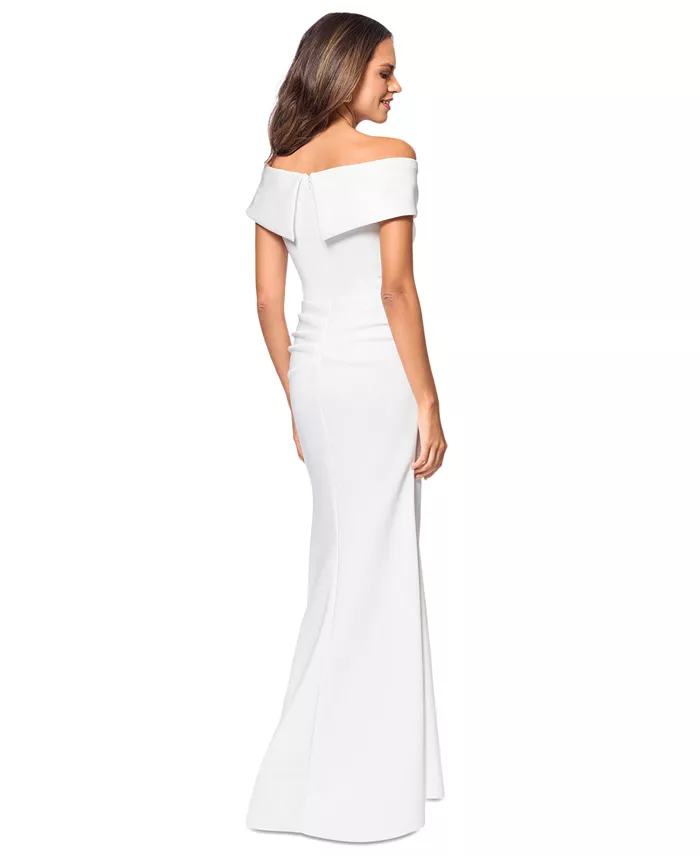 XSCAPE Scuba Off-The-Shoulder Gown Women's Fashion Shoes & Accessories