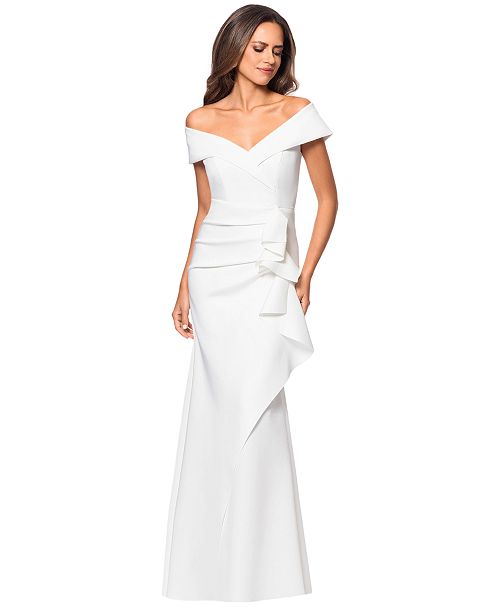 XSCAPE Scuba Off-The-Shoulder Gown Women's Fashion Shoes & Accessories